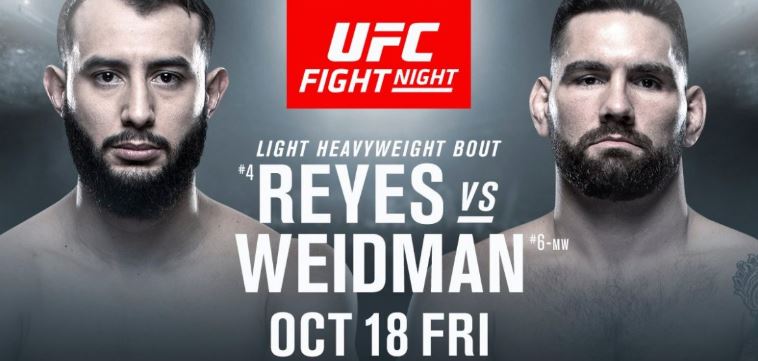 Watch UFC on ESPN 6: Reyes vs. Weidman 10/18/2019 PPV Full Show Online Free